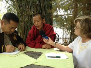 Carole Marks broadcasting from Dharamshala India